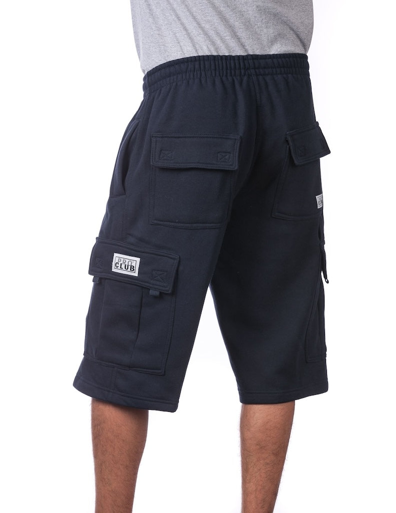 PRO CLUB HEAVYWEIGHT FLEECE CARGO SHORTS - NAVY BACK