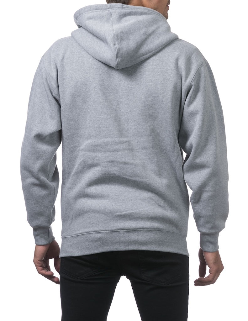 PRO CLUB HEAVYWEIGHT FLEECE FULL ZIP HOODIE - HEATHER GREY BACK