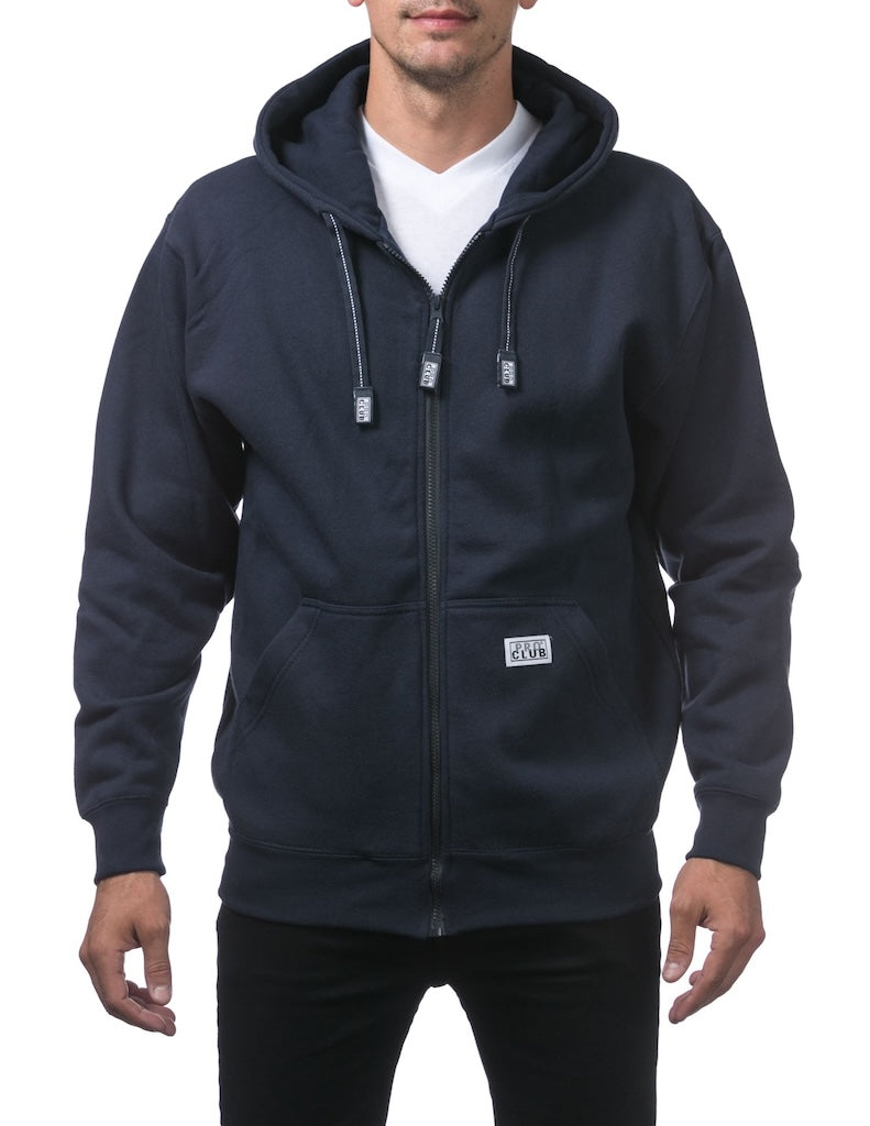 PRO CLUB HEAVYWEIGHT FLEECE FULL ZIP HOODIE - NAVY FRONT