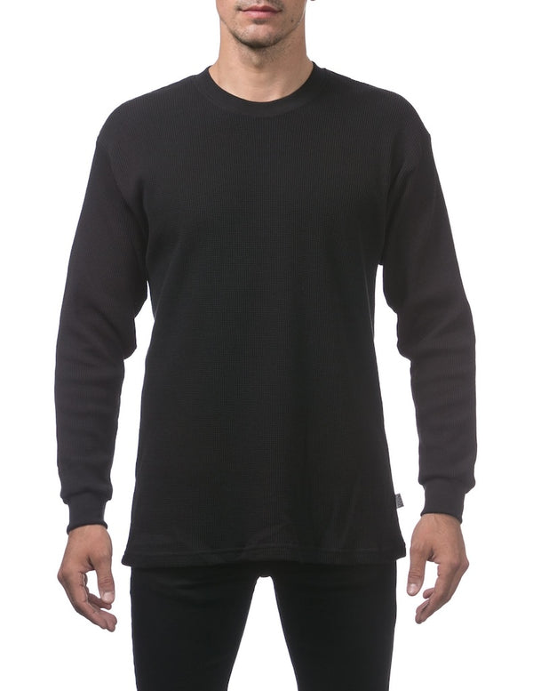 PRO CLUB HEAVYWEIGHT LONG SLEEVE THERMAL - BLACK FRONT