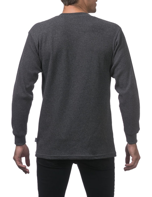 PRO CLUB HEAVYWEIGHT LONG SLEEVE THERMAL - CHARCOAL BACK