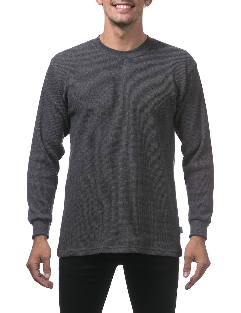 PRO CLUB HEAVYWEIGHT LONG SLEEVE THERMAL - CHARCOAL FRONT