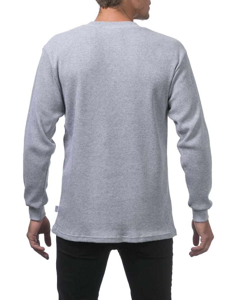 PRO CLUB HEAVYWEIGHT LONG SLEEVE THERMAL - HEATHER GREY BACK