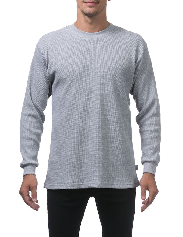 PRO CLUB HEAVYWEIGHT LONG SLEEVE THERMAL - HEATHER GREY FRONT