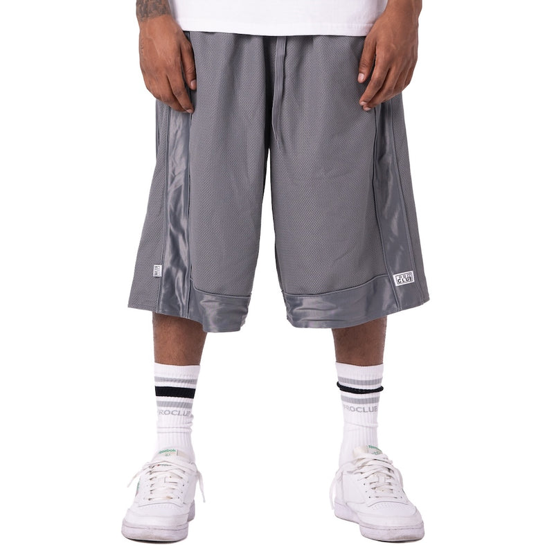 PRO CLUB HEAVYWEIGHT MESH BASKETBALL SHORTS - GREY FRONT