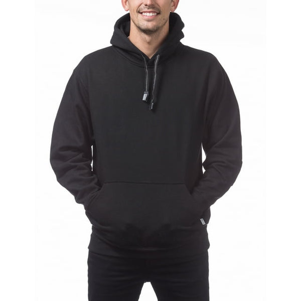 PRO CLUB HEAVYWEIGHT PULLOVER HOODIE - BLACK FRONT SIDE