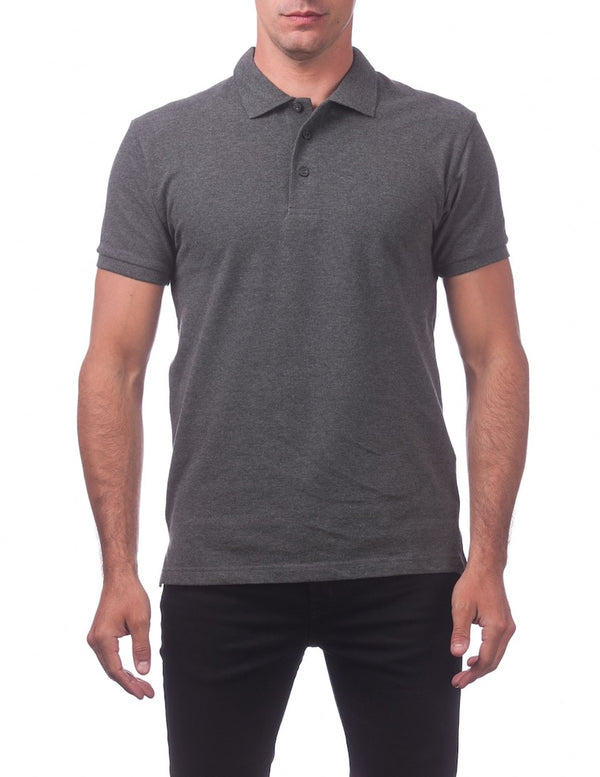 PRO CLUB PIQUE POLO SHORT SLEEVE SHIRT - CHARCOAL FRONT