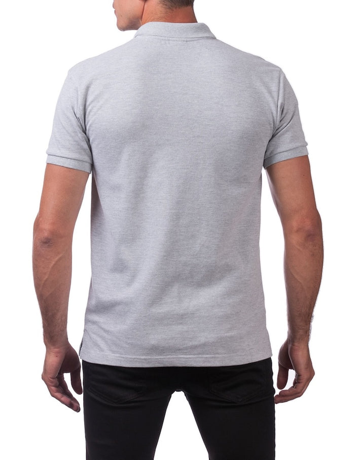 Pro Club Pique Polo Cotton Short Sleeve Shirt - HEATHER GREY