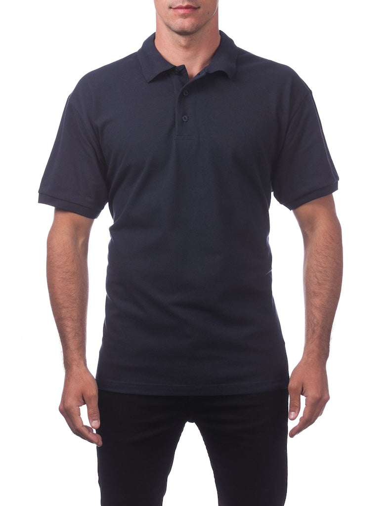 PRO CLUB PIQUE POLO SHORT SLEEVE SHIRT - NAVY FRONT