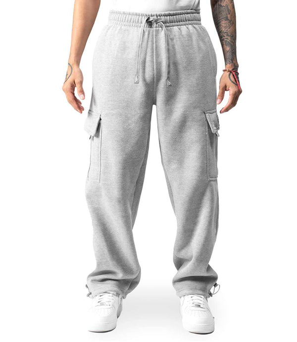 Pro Club Heavyweight Fleece Cargo Sweatpants - HEATHER GREY FRONT