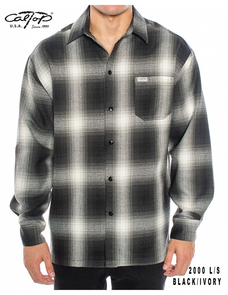 CalTop Long Sleeve Flannel - Black/Ivory