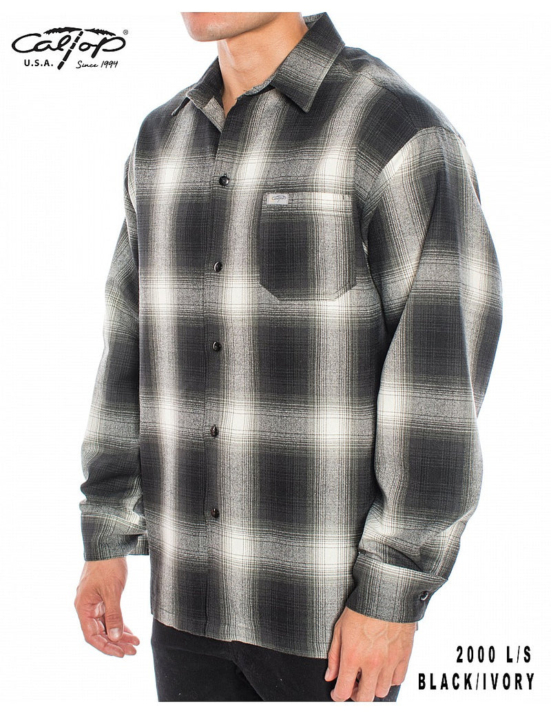 CalTop Long Sleeve Flannel - Black/Ivory