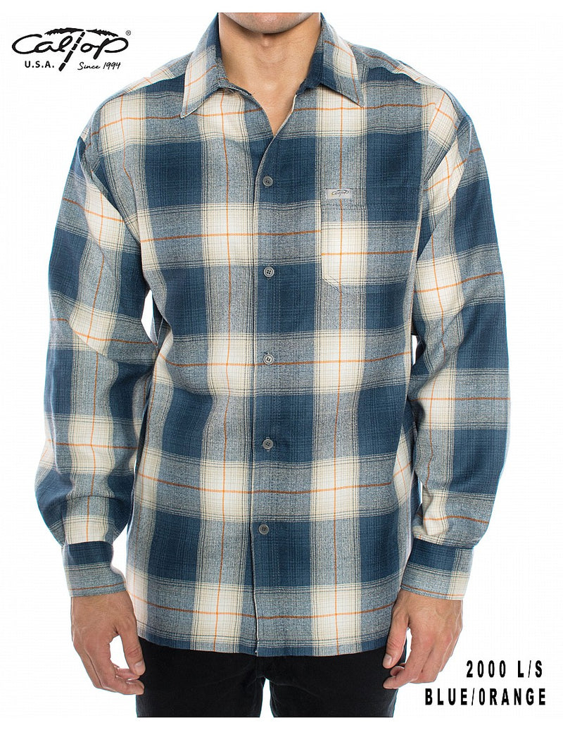 CalTop Long Sleeve Flannel - Blue/Orange