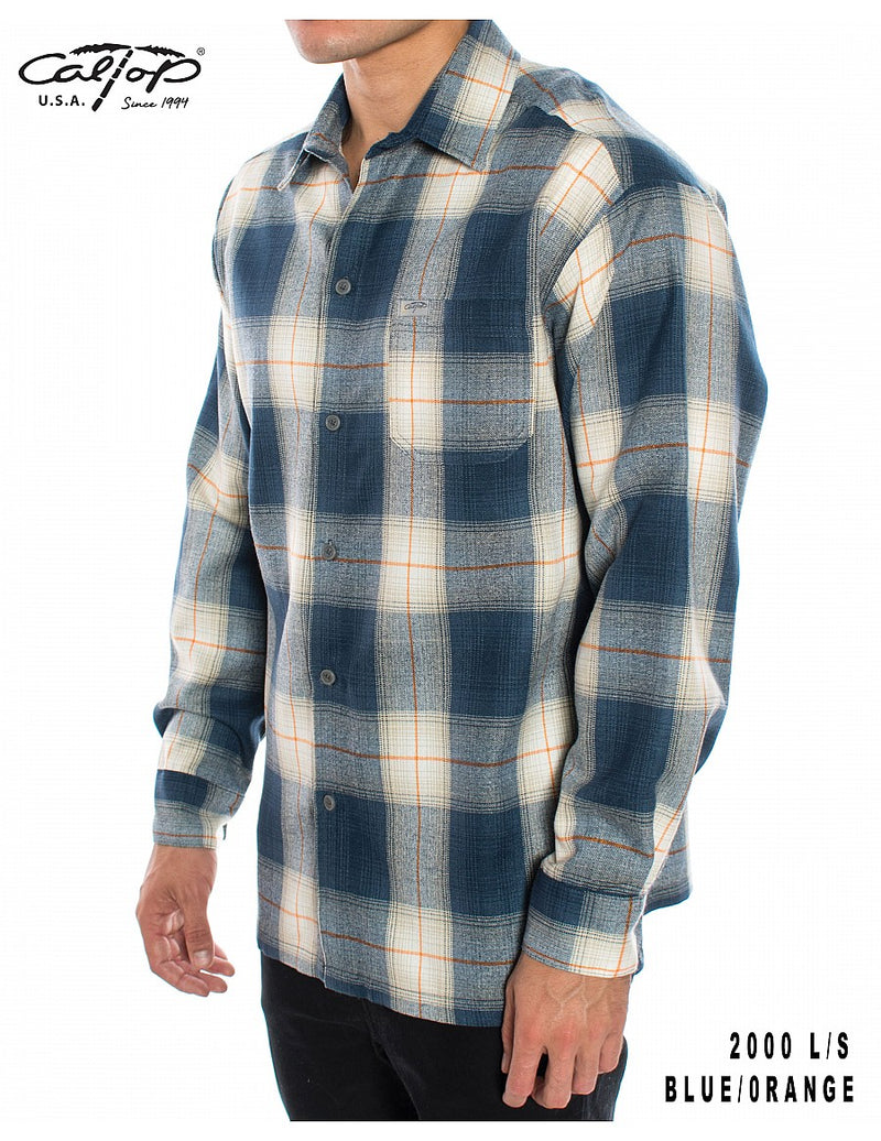 CalTop Long Sleeve Flannel - Blue/Orange