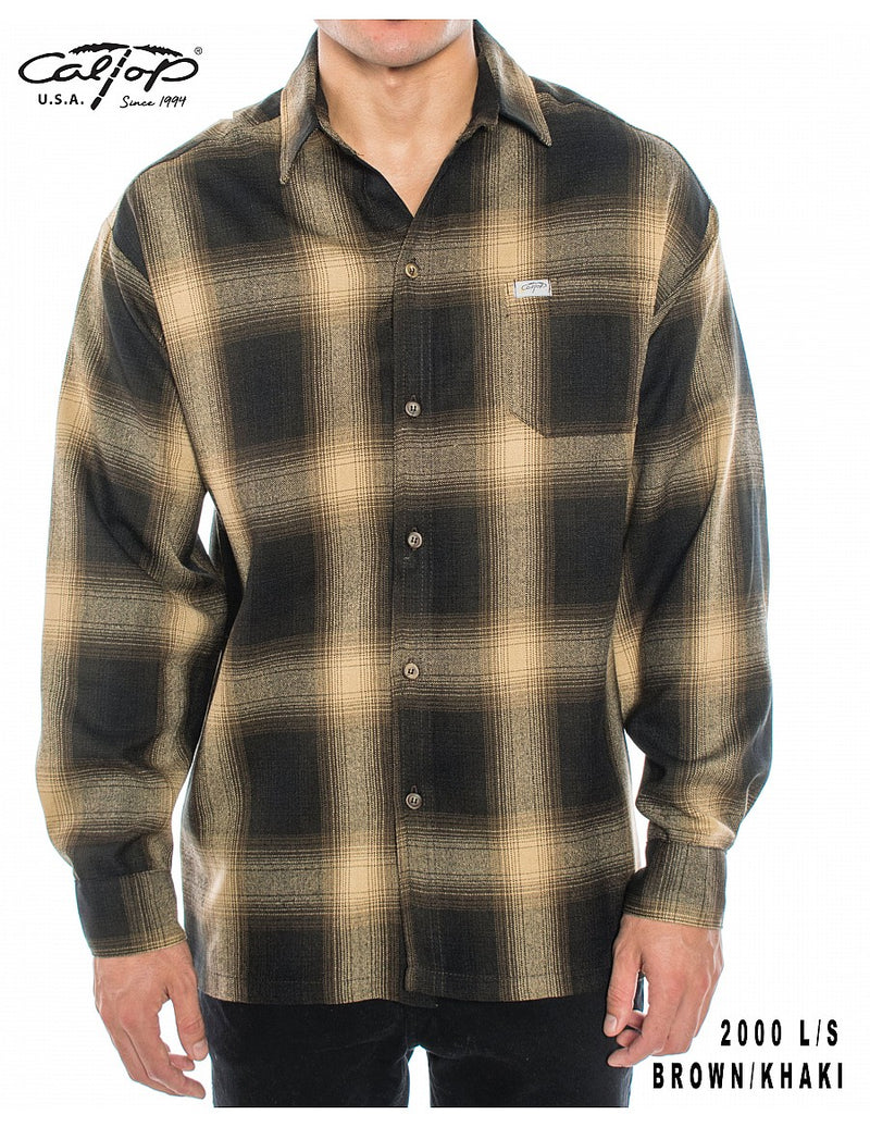 CalTop Long Sleeve Flannel - Brown/Khaki