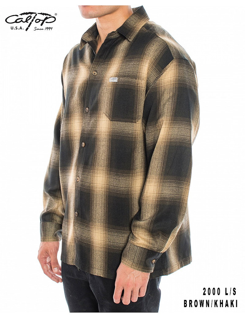 CalTop Long Sleeve Flannel - Brown/Khaki