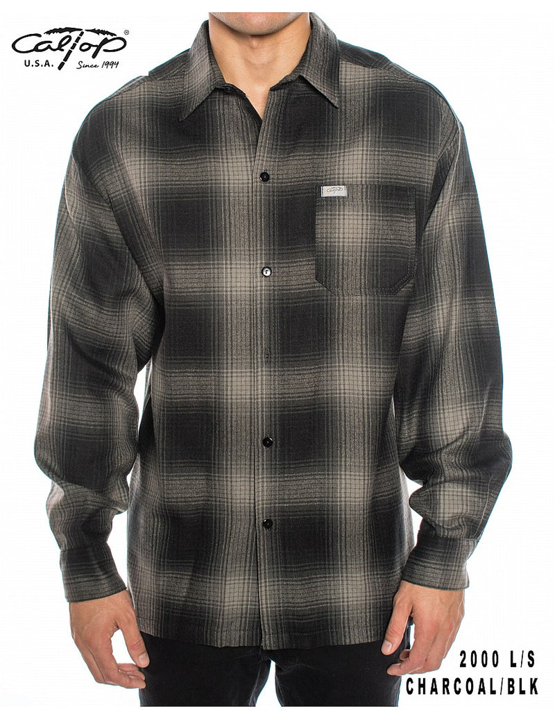 CalTop Long Sleeve Flannel - Charcoal/Black