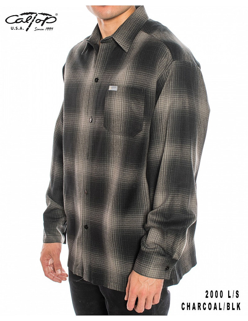 CalTop Long Sleeve Flannel - Charcoal/Black