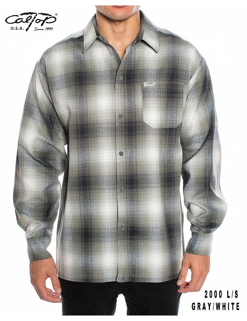 CalTop Long Sleeve Flannel - Gray/White