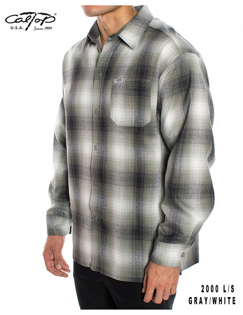 CalTop Long Sleeve Flannel - Gray/White