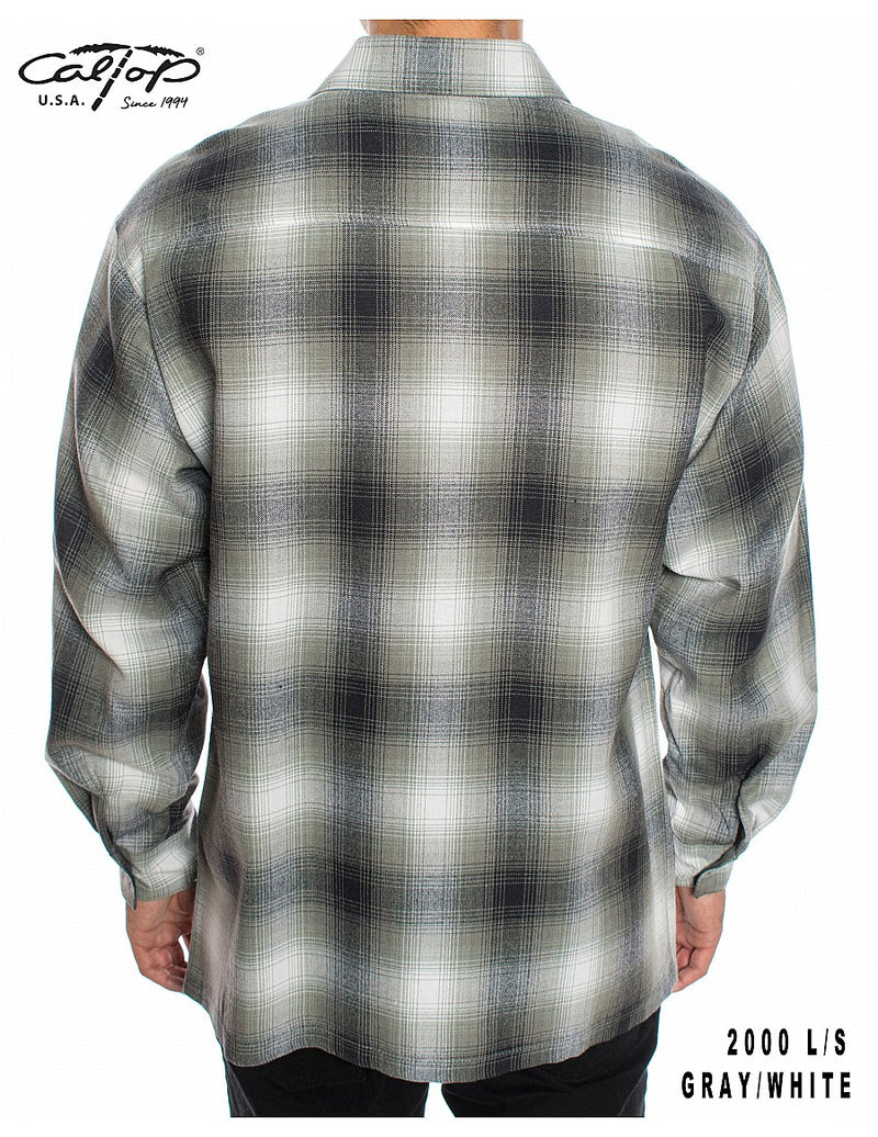 CalTop Long Sleeve Flannel - Gray/White