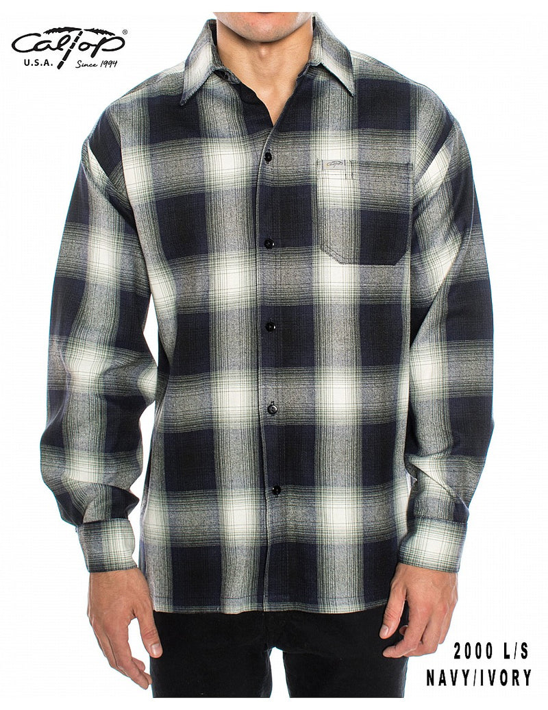 CalTop Long Sleeve Flannel - Navy/Ivory