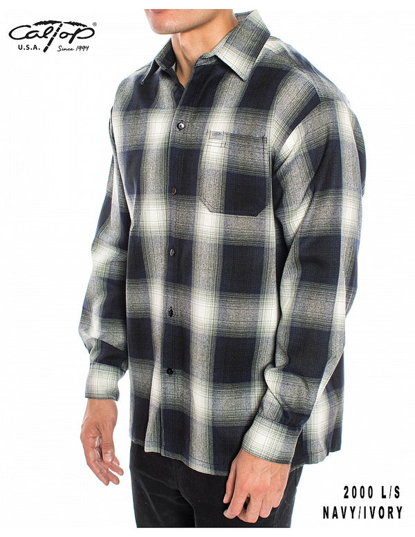 CalTop Long Sleeve Flannel - Navy/Ivory