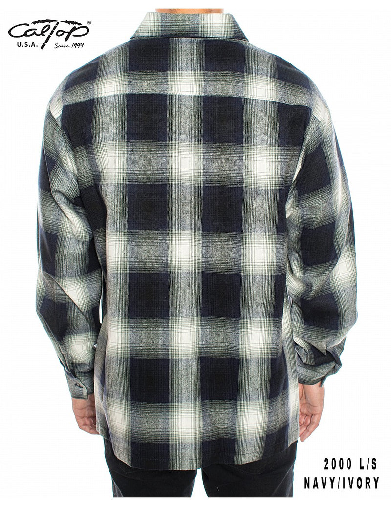 CalTop Long Sleeve Flannel - Navy/Ivory