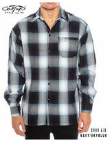 CalTop Long Sleeve Flannel - Navy/Sky Blue
