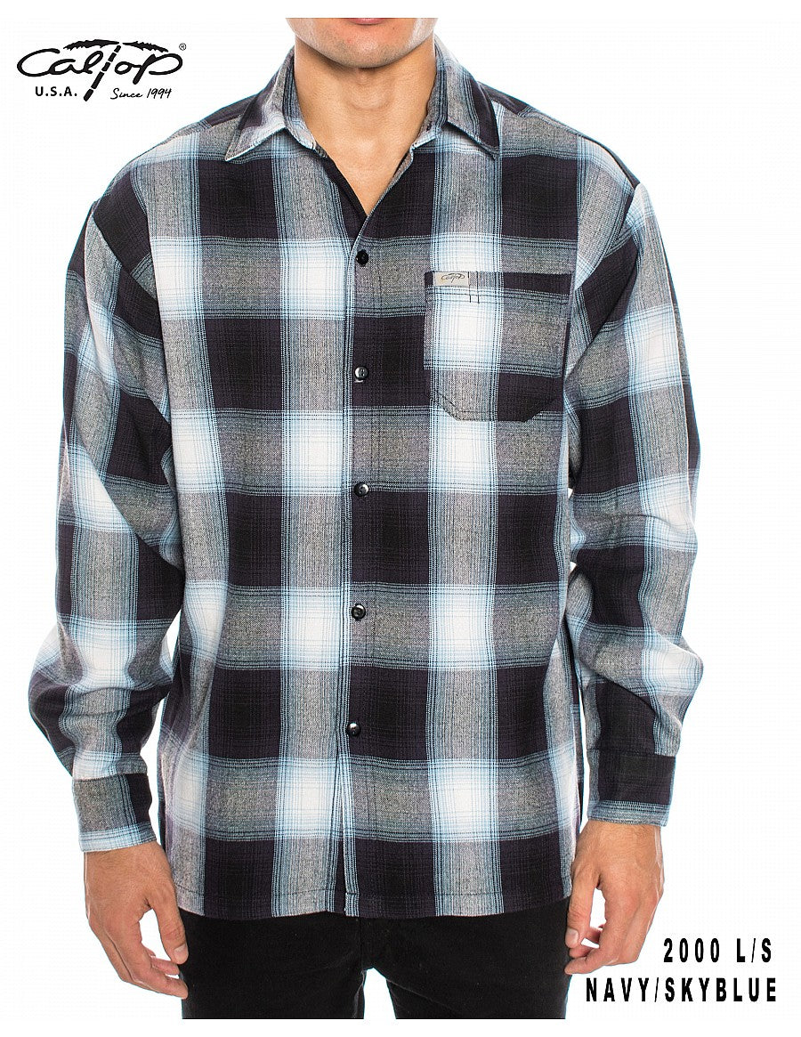 CalTop Long Sleeve Flannel - Navy/Sky Blue – Frank Collection