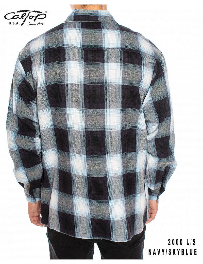 CalTop Long Sleeve Flannel - Navy/Sky Blue