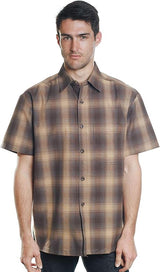 Yago Men's Relaxed Fit Checkered Short Sleeve Woven Work Shirt