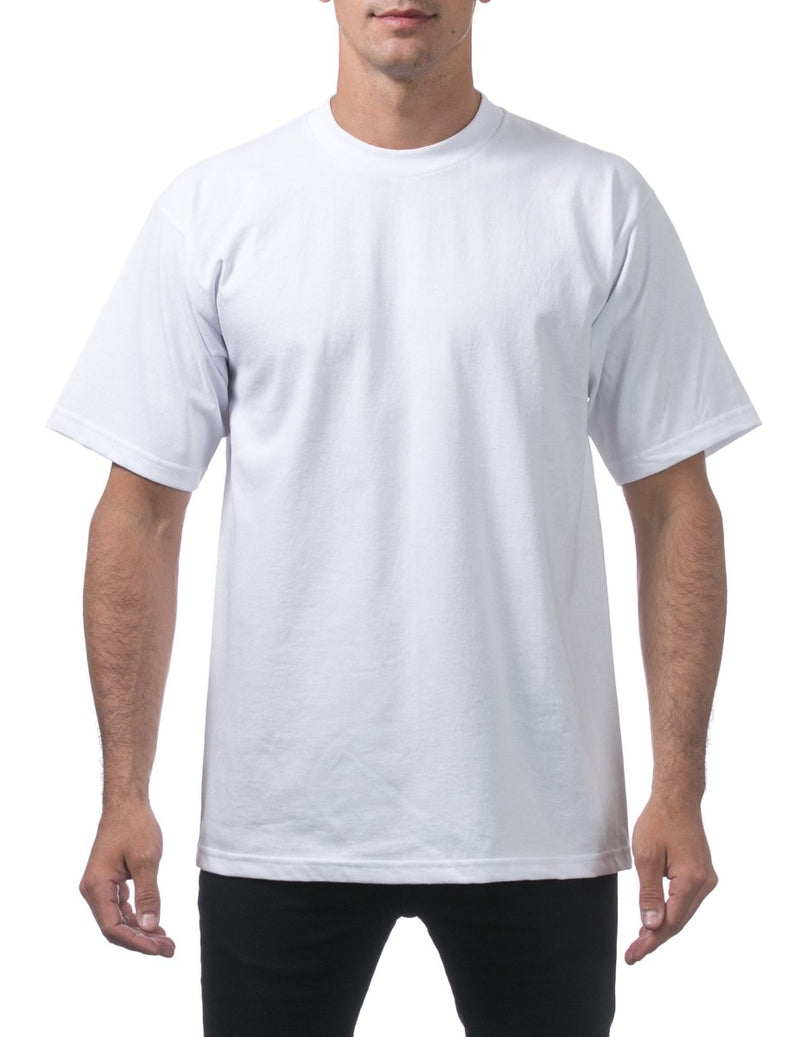 PRO CLUB HEAVYWEIGHT COTTON SHORT SLEEVE CREW NECK T-SHIRT - WHITE FRONT SIDE