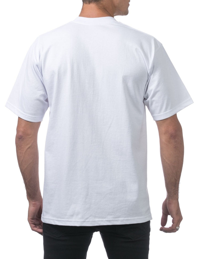 PRO CLUB HEAVYWEIGHT COTTON SHORT SLEEVE CREW NECK T-SHIRT - WHITE BACK SIDE