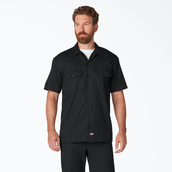 DICKIES WORK SHIRT SHORT SLEEVE - BLACK FRONT ONE