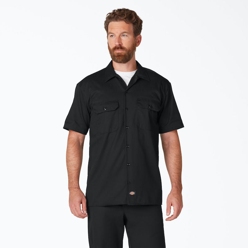 DICKIES WORK SHIRT SHORT SLEEVE - BLACK FRONT ONE