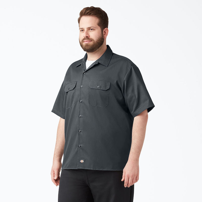 DICKIES WORK SHIRT SHORT SLEEVE - CHARCOAL FRONT TWO