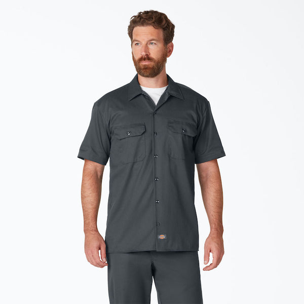 DICKIES WORK SHIRT SHORT SLEEVE - CHARCOAL FRONT ONE