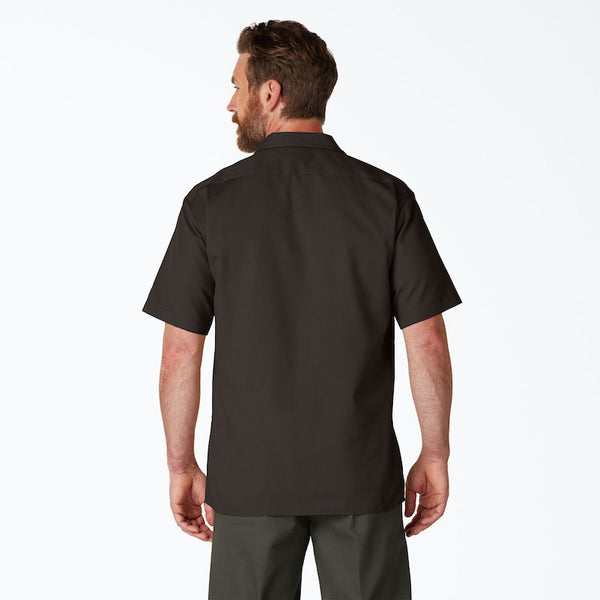 DICKIES WORK SHIRT SHORT SLEEVE - DARK BROWN BACK ONE