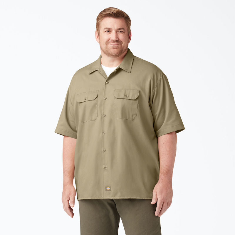 DICKIES WORK SHIRT SHORT SLEEVE - KHAKI FRONT TWO