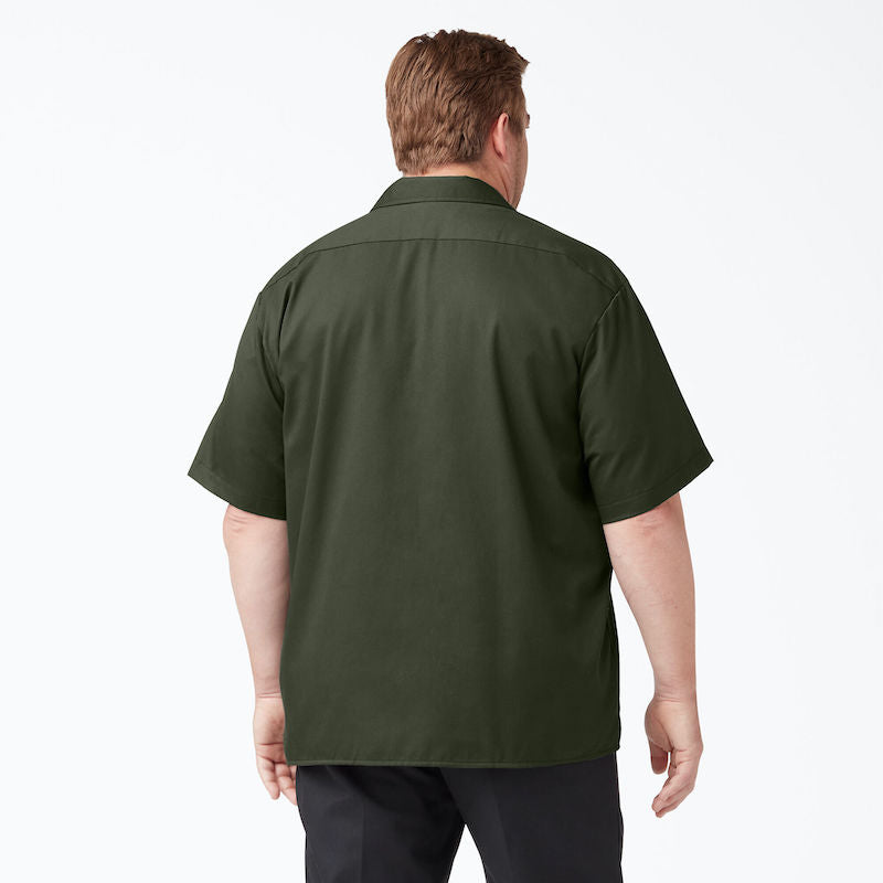 DICKIES WORK SHIRT SHORT SLEEVE - OLIVE GREEN BACK TWO