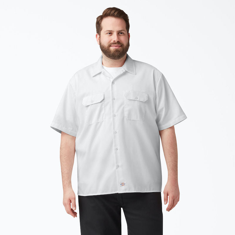 DICKIES WORK SHIRT SHORT SLEEVE - WHITE FRONT TWO