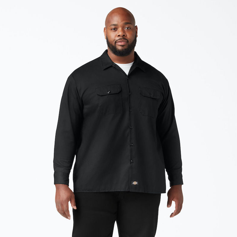 DICKIES WORK SHIRT LONG SLEEVE - BLACK FRONT TWO