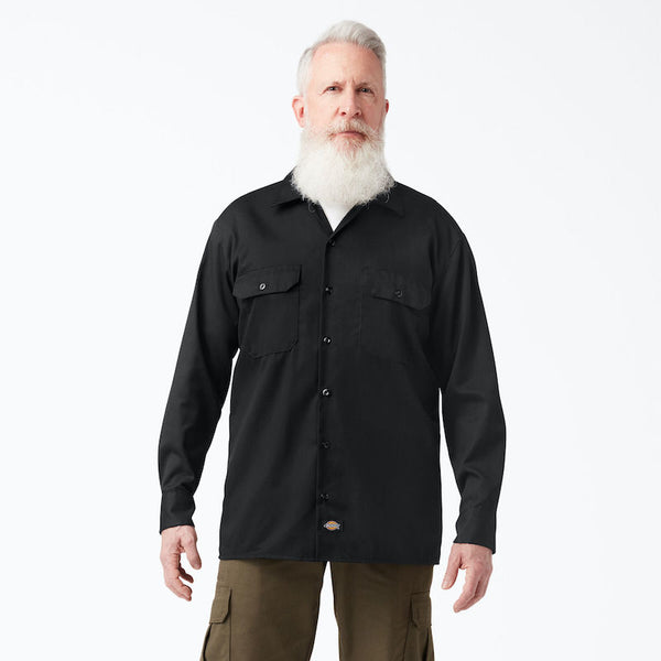 DICKIES WORK SHIRT LONG SLEEVE - BLACK FRONT ONE