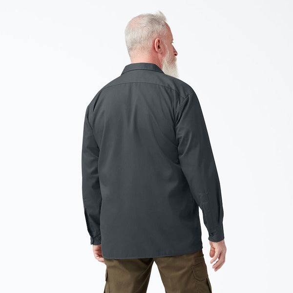 DICKIES WORK SHIRT LONG SLEEVE - CHARCOAL BACK ONE