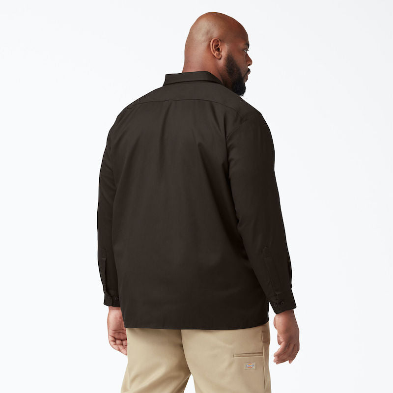 DICKIES WORK SHIRT LONG SLEEVE - DARK BROWN BACK TWO