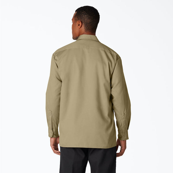 DICKIES WORK SHIRT LONG SLEEVE - KHAKI BACK ONE