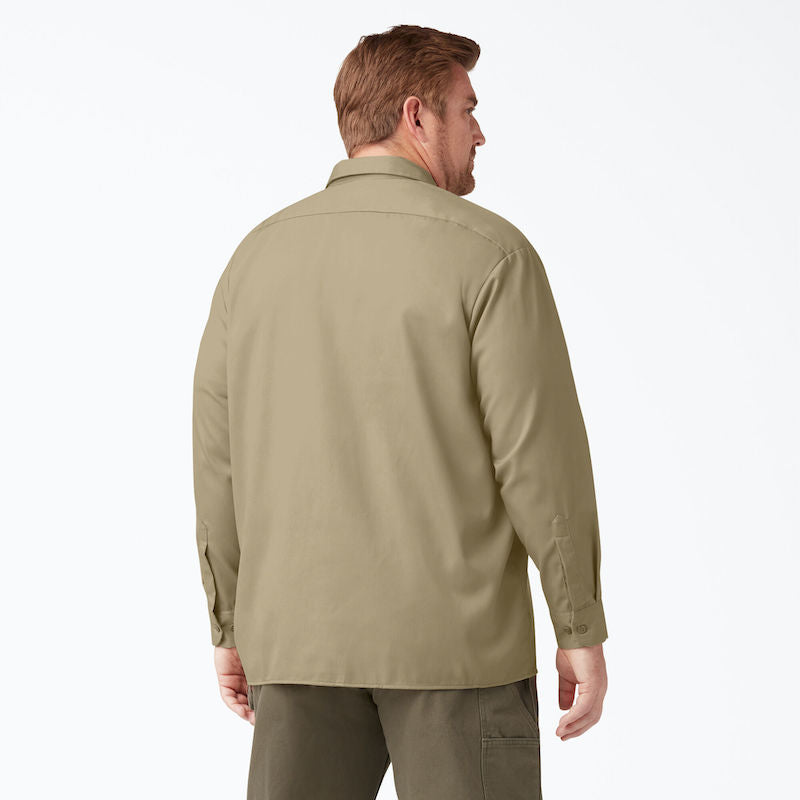 DICKIES WORK SHIRT LONG SLEEVE - KHAKI BACK TWO