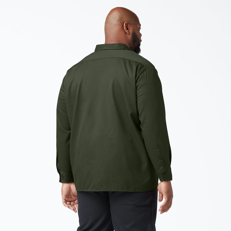 DICKIES WORK SHIRT LONG SLEEVE - OLIVE GREEN BACK TWO